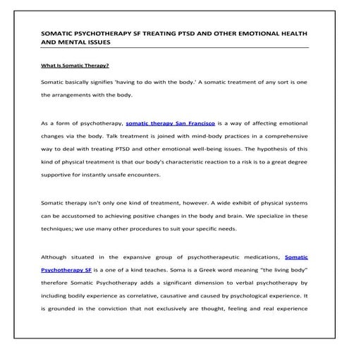 Somatic Therapy San Francisco