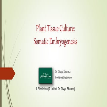 Plant Tissue Culture: Somatic Embryogenesis