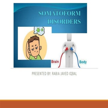 somatoform disorders in mental health & psychopathology