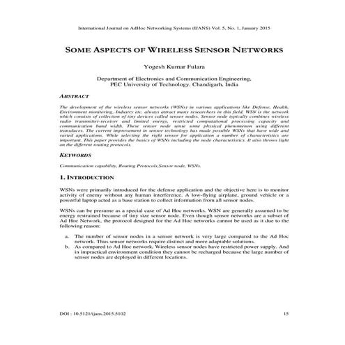 Some aspects of wireless sensor networks | PDF