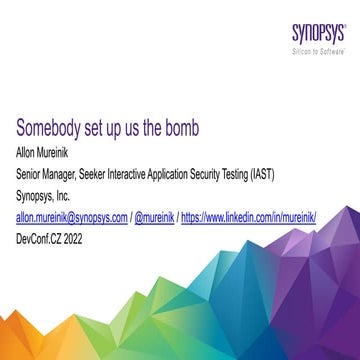 Somebody set up us the bomb  DevConf.CZ 2022 Lightning Talk