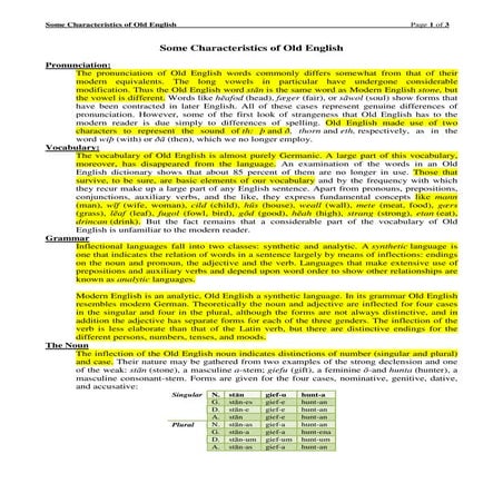 Some characteristics of old english
