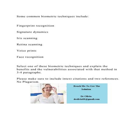 Some common biometric techniques includeFingerprint recogniti.docx