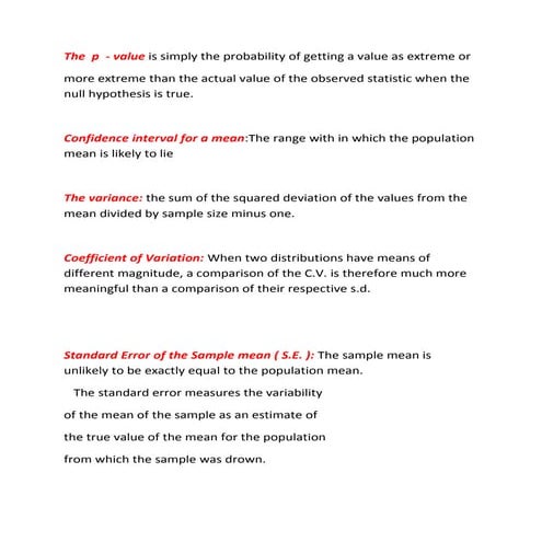 Some statistical defenition