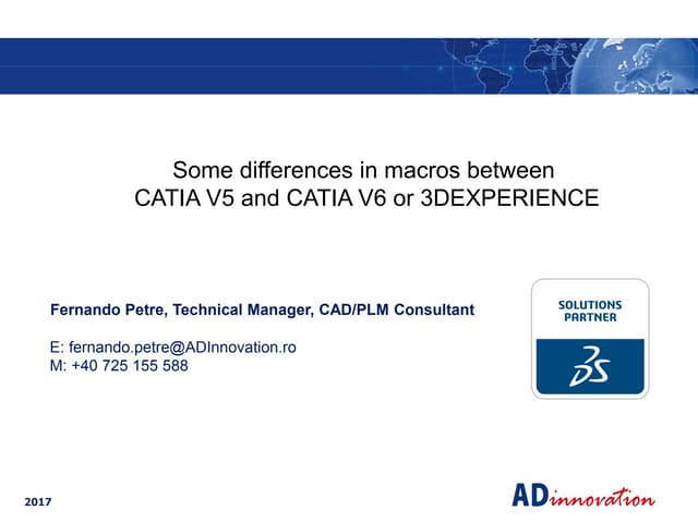 Differences in macros between catia...
