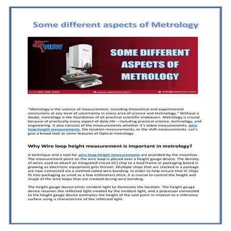 Lead Frame Measurement | VIEW Micro Metrology | PDF