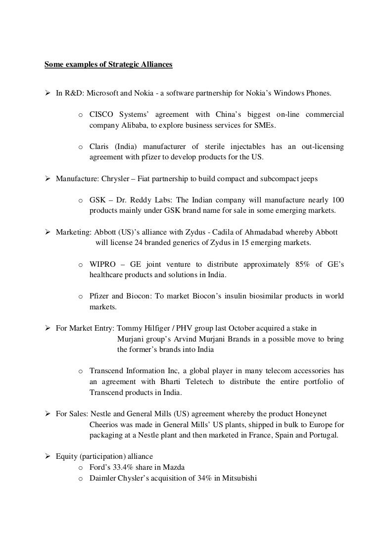 Non equity strategic alliance example picture