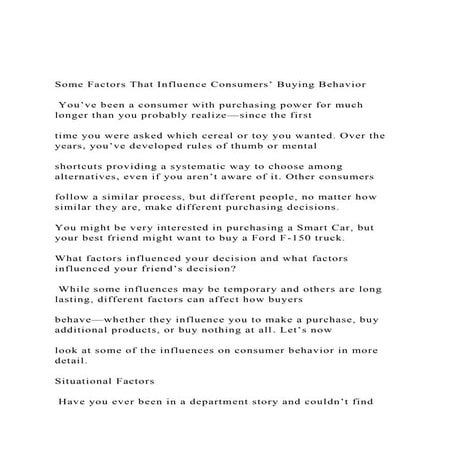 Some Factors That Influence Consumers’ Buying Behavior  Yo.docx