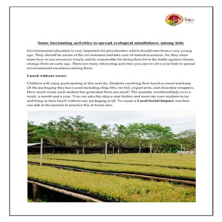 Some fascinating activities to spread ecological mindfulness among kids