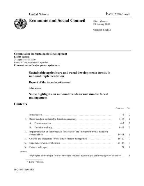 Some highlights on national trends in sustainable forest management