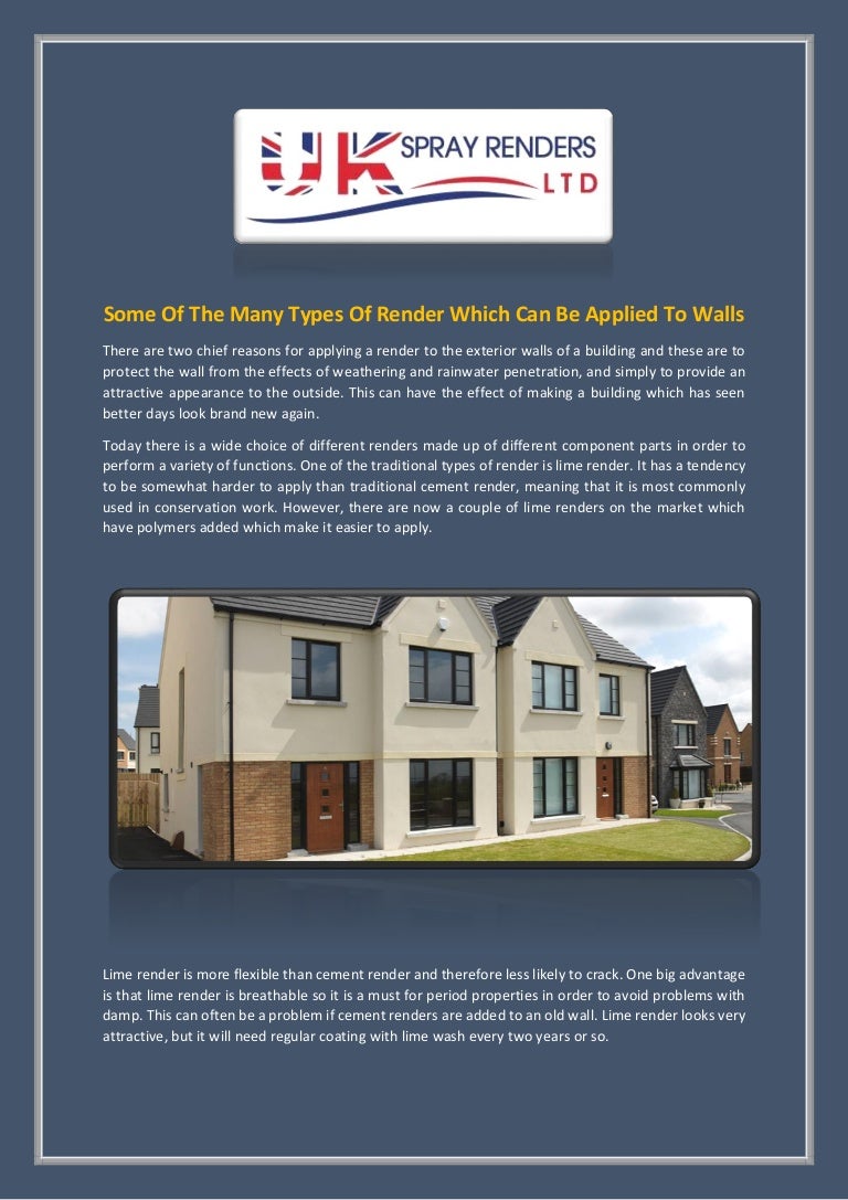 types of exterior walls on Some Of The Many Types Of Render Which Can Be Applied To Walls
