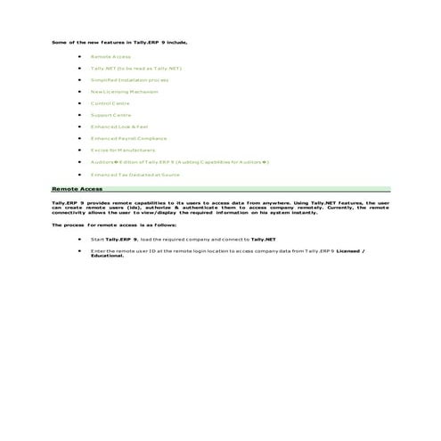 Some of the new features in tally
