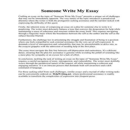 Someone Write My Essay