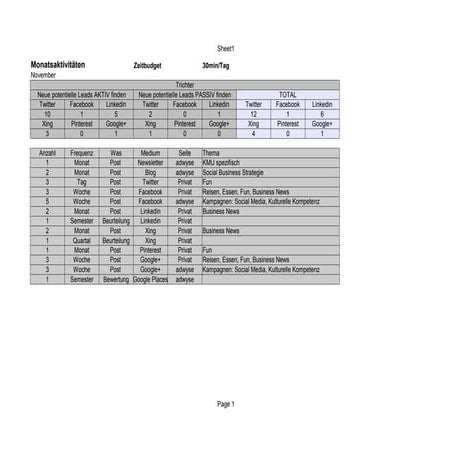 Social Media Planung