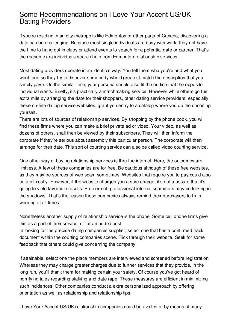 Some Recommendations On I Love Your Accent Us Uk Dating Providers