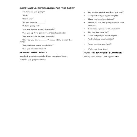 Some useful expressions for the party