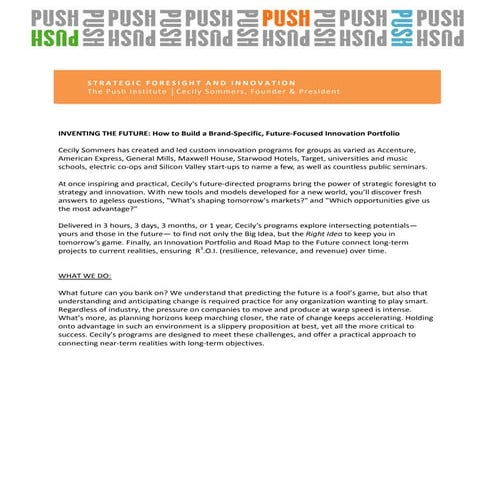 Sommers Progams_Strategic Foresight & Innovation