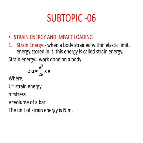 STRAIN ENERGY CONCEPT STRENGTH OF MATERIAL