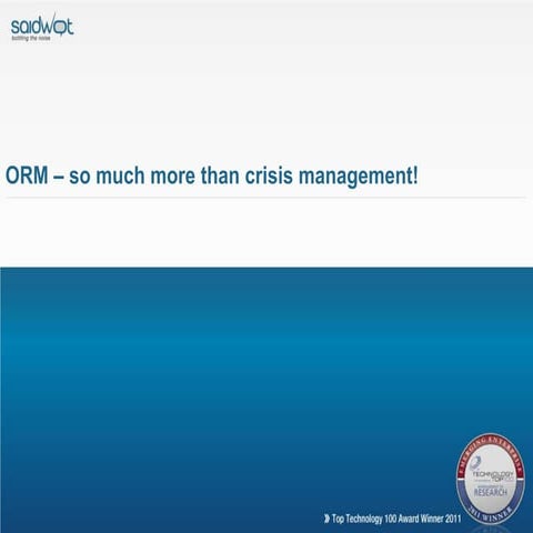 So much more than crisis management