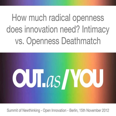 How much radical openness does innovation need? Intimacy vs. Openness Deathma...