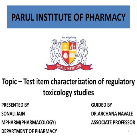 test item characterization of regulatory of toxicological studies 