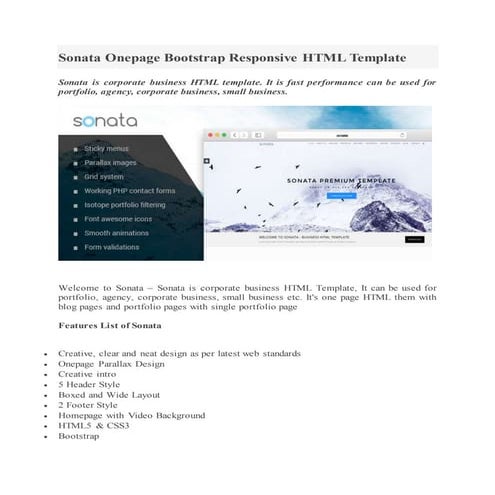 Sonata onepage bootstrap responsive html template | DOCX