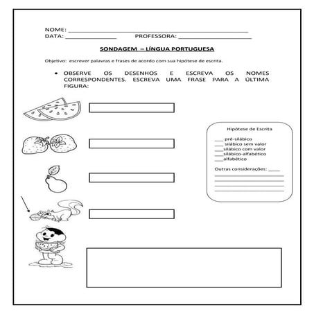 Lista de palavras para sondagem | DOC