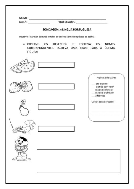 Lista de palavras para sondagem | DOC