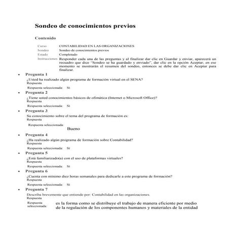 Sondeo de conocimientos previos contabilidad de organizaciones