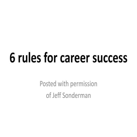Sonderman career advice