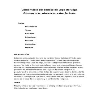 Comentario del soneto de Lope de Ve...