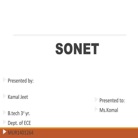 Sonet transmission ppt