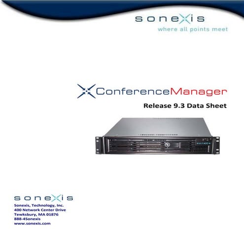 Sonexis Conference Manager 9.3 Data Sheet