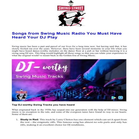 Songs from swing music radio you must have heard your dj play