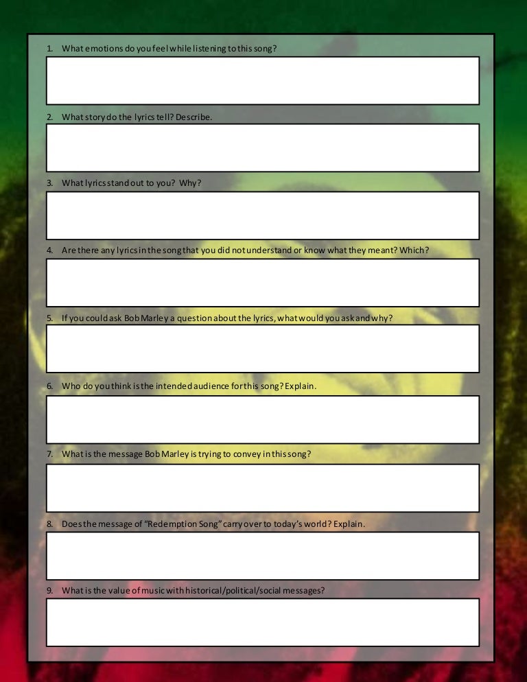 Redemption Song Questions