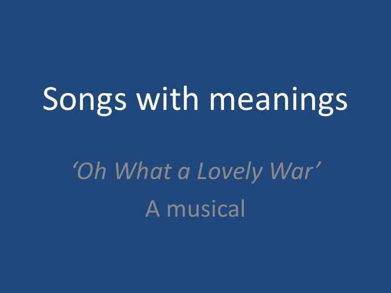 Songs With Meanings, w/c 10th Nov 2014