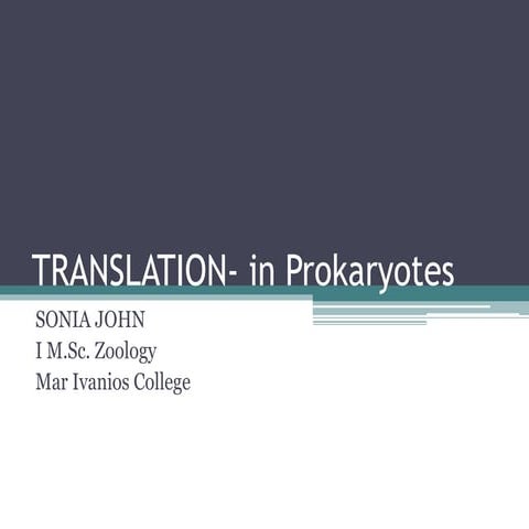 Translation in Prokaryotes
