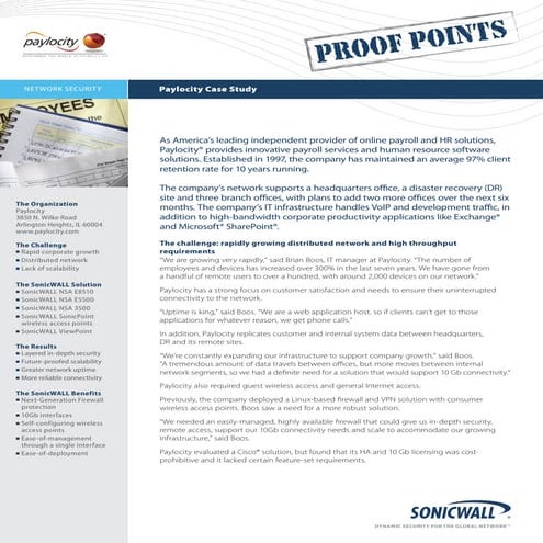 Sonic Wall - Case Study of Paylocity