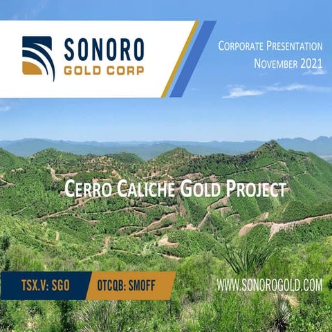 Sonoro Gold Corp - Corporate Presentation - $SGO - November 2021