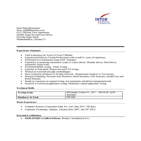 Sonu balasubramanian  agile_qtp_selenium