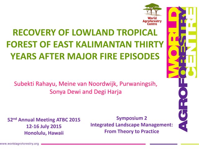 Recovery of lowland tropical forest of East Kalimantan thirty years after major fire episodes