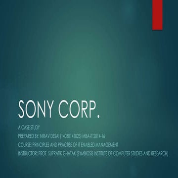 A CASE STUDY ON SONY CORPORATION