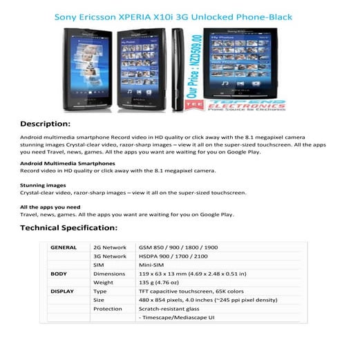 Sony Ericsson XPERIA X10i 3G