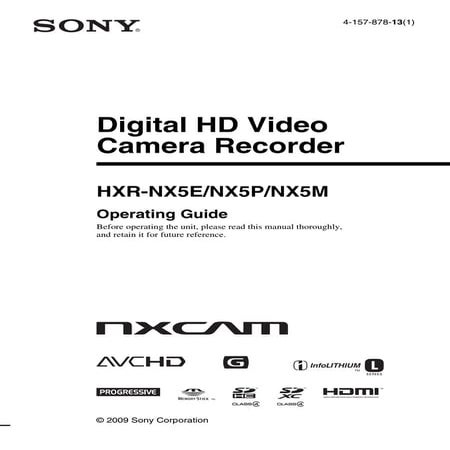 Sony HXR-NX5E Operation Manual