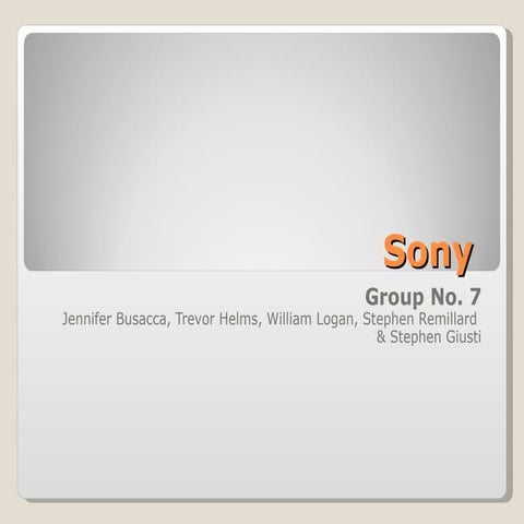 Sony Marketing Plan Slide Show