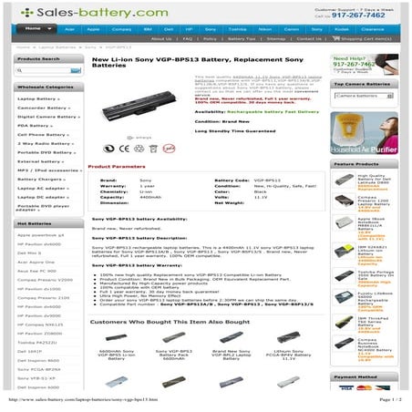 SONY VGP-BPS9 Battery | PDF