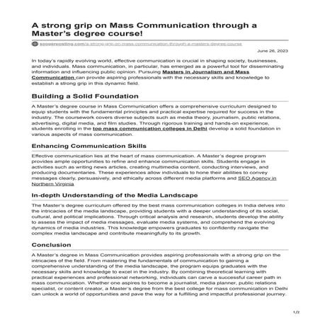 sooperposting.com-A strong grip on Mass Communication through a Masters degre...