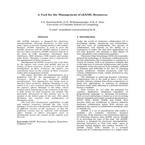 A Tool for the Management of ebXML Resources