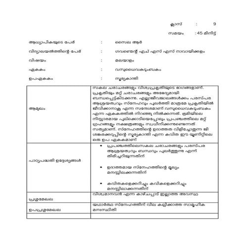 Sooryakanthi innovative lesson plan