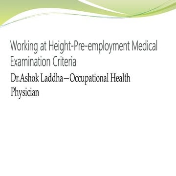 Sop working at height-Pre -employment Medical examination criteria